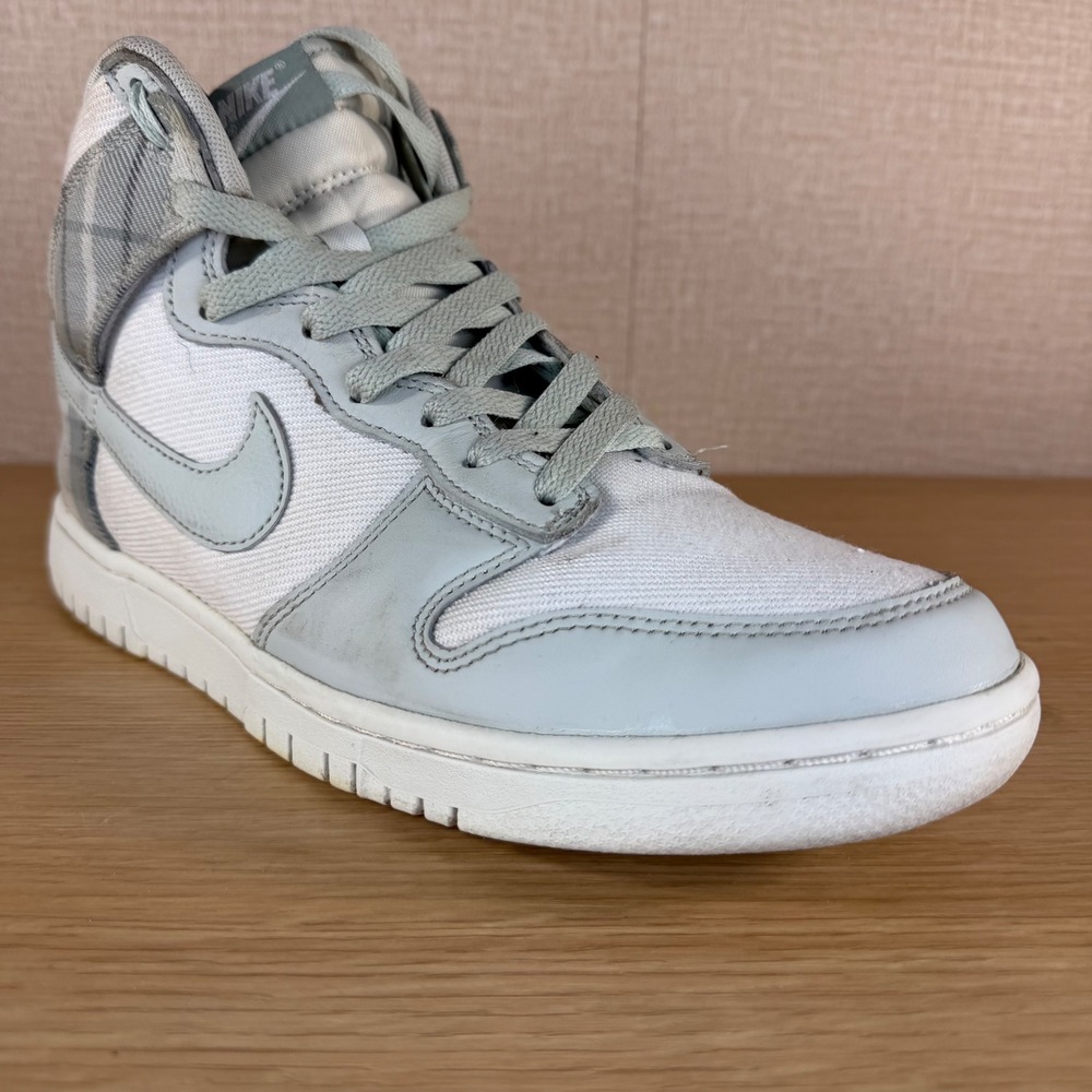Nike Dunk High SE Plaid Mens 10 Summit White Light Silver DV0826-100 Sneakers